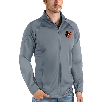 Men's Antigua Gray Baltimore Orioles Links Full-Zip Golf Jacket