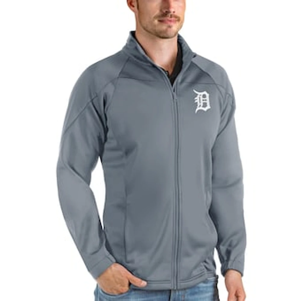 Men's Antigua Gray Detroit Tigers Links Full-Zip Golf Jacket