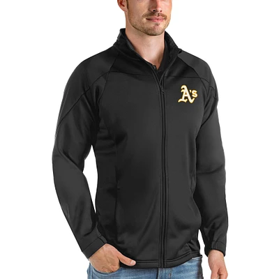 Men's Antigua Black Athletics Links Full-Zip Golf Jacket