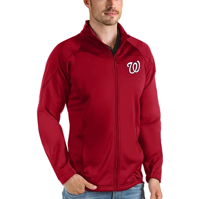 Men's Antigua Red Washington Nationals Links Full-Zip Golf Jacket
