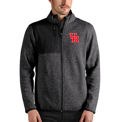 Men's Antigua Heathered Charcoal Houston Cougars Fortune Full-Zip Jacket