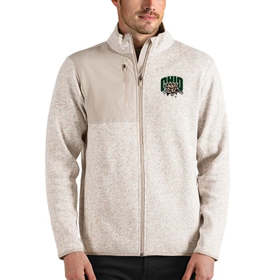 Men's Antigua Oatmeal Ohio Bobcats Fortune Full-Zip Jacket