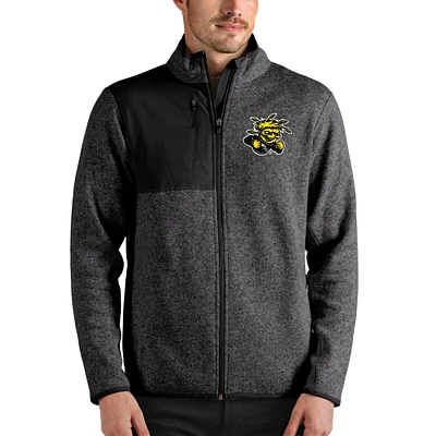 Men's Antigua Heathered Charcoal Wichita State Shockers Fortune Full-Zip Jacket
