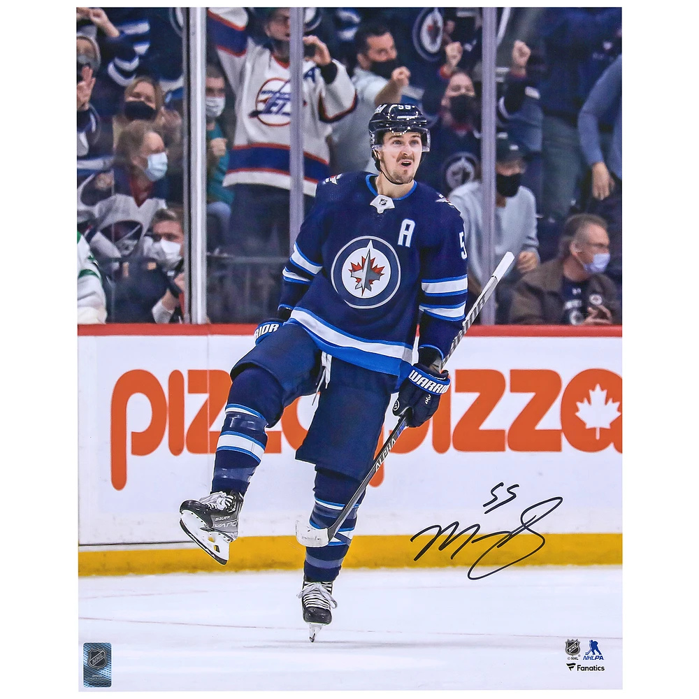 Mark Scheifele Winnipeg Jets Autographed 16" x 20" Navy Jersey Celebration Photograph