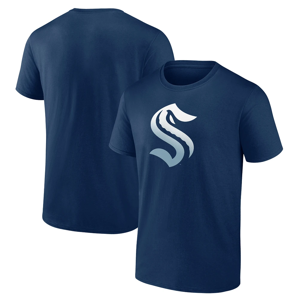 Men's Deep Sea Blue Seattle Kraken Gradient Logo T-Shirt