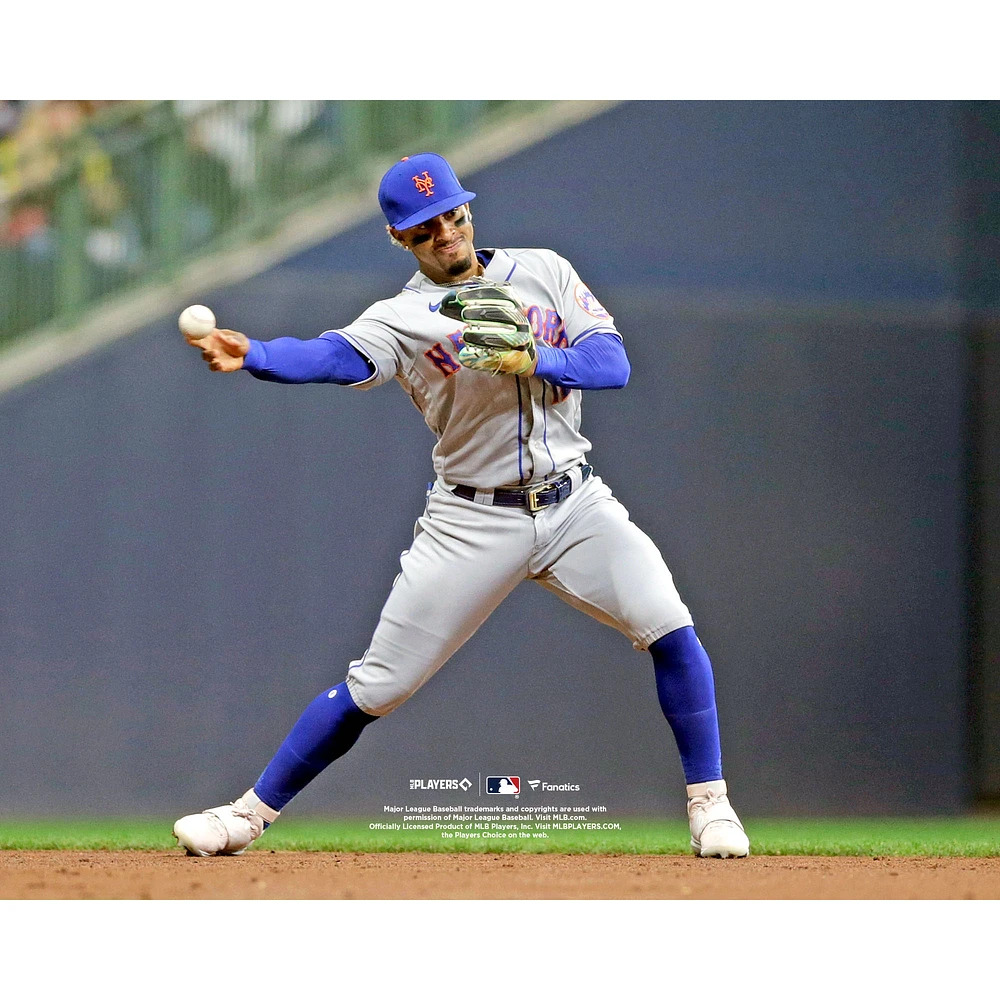 Francisco Lindor New York Mets Unsigned Throwing Out Runner at Second Base Photograph