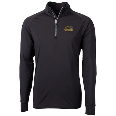 Men's Cutter & Buck Black Wisconsin-Milwaukee Panthers Big Tall Adapt Eco Knit Quarter-Zip Pullover Top