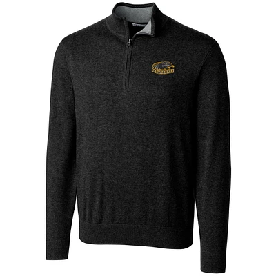 Men's Cutter & Buck Heathered Black Wisconsin-Milwaukee Panthers Big & Tall Lakemont Tri-Blend Quarter-Zip Pullover Top