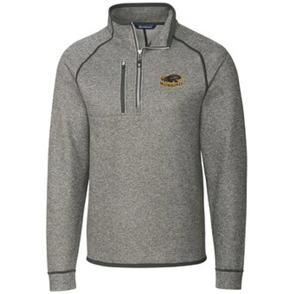 Men's Cutter & Buck Heathered Gray Wisconsin-Milwaukee Panthers Big Tall Mainsail Half-Zip Pullover Jacket