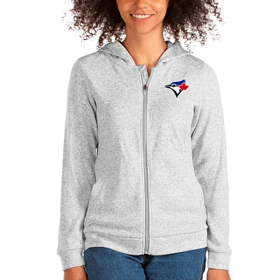 Women's Antigua Heathered Gray Toronto Blue Jays Team Absolute Full-Zip Hoodie