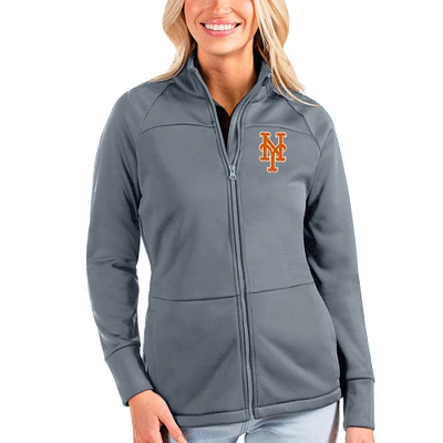 Women's Antigua Gray New York Mets Links Full-Zip Golf Jacket