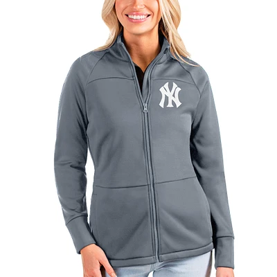 Women's Antigua Gray New York Yankees Links Full-Zip Golf Jacket
