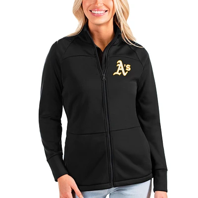 Women's Antigua Black Athletics Links Full-Zip Golf Jacket