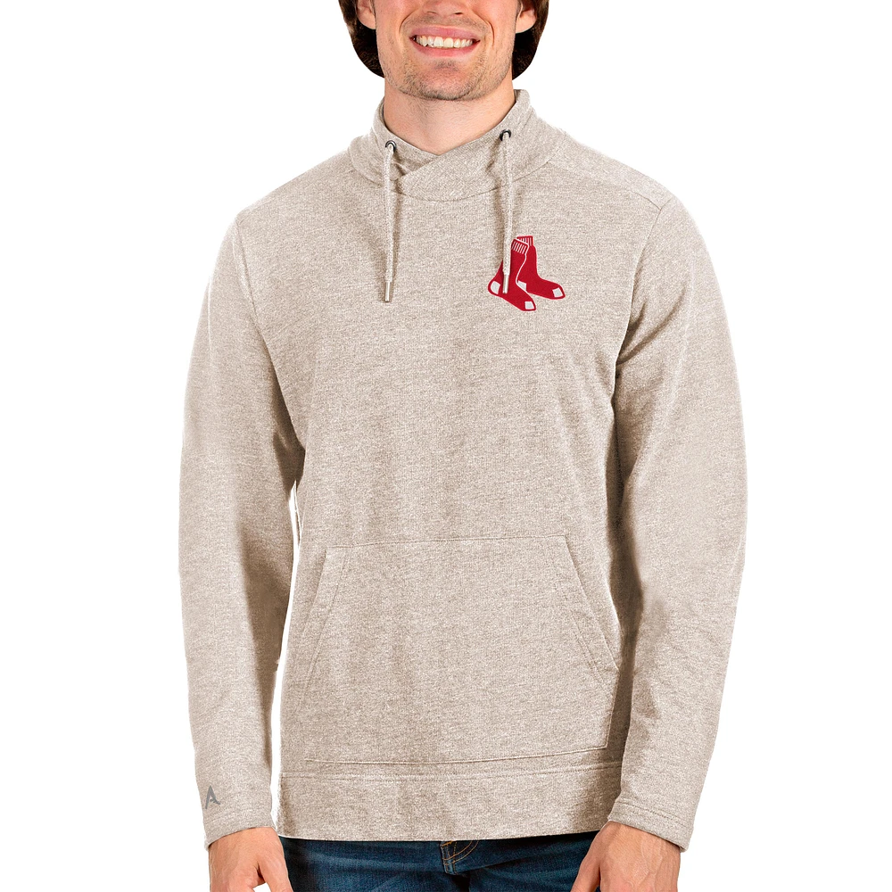 Men's Antigua Oatmeal Boston Red Sox Team Reward Pullover Sweatshirt