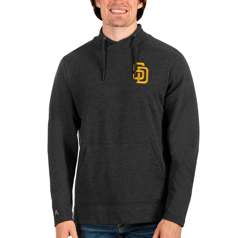 Men's Antigua Heathered Black San Diego Padres Team Reward Pullover Sweatshirt