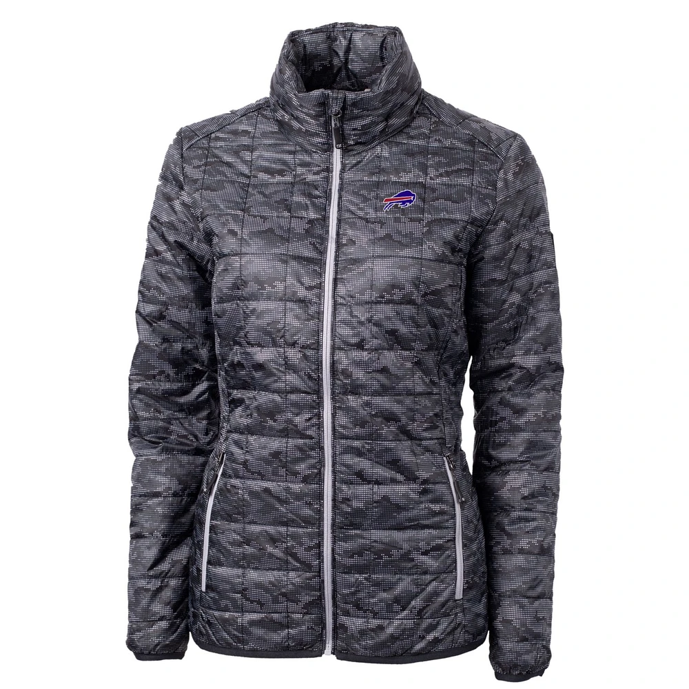 Women's Cutter & Buck Black Buffalo Bills Rainier Printed Full-Zip Puffer Jacket