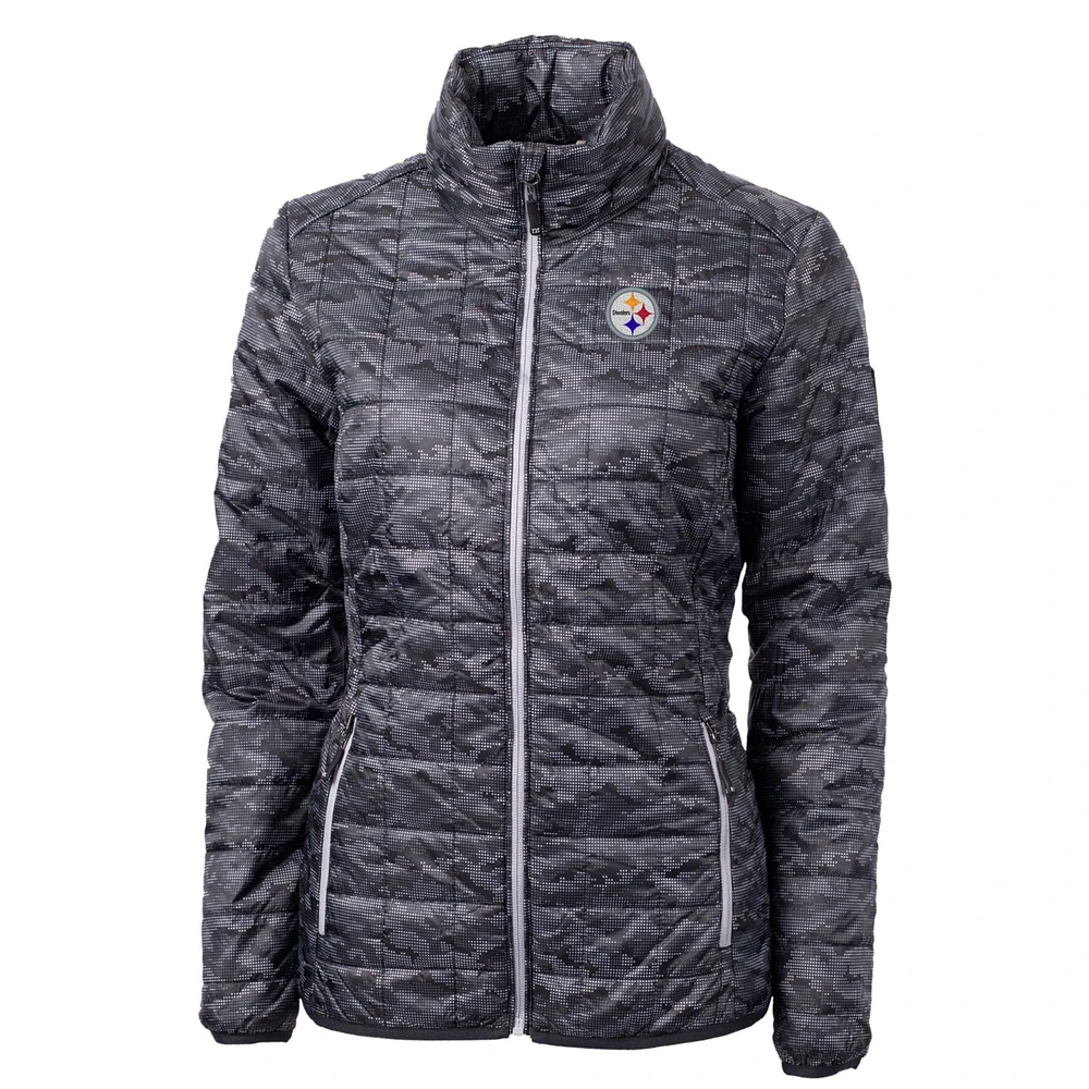 Women's Cutter & Buck Black Pittsburgh Steelers Rainier Printed Full-Zip Puffer Jacket