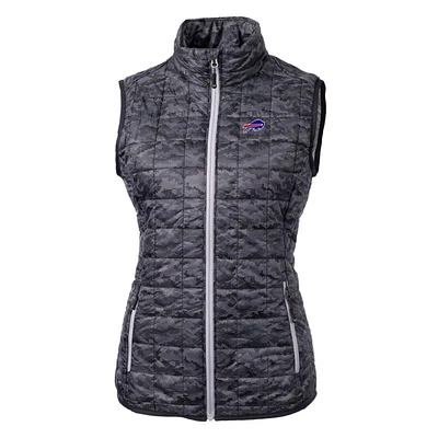 Women's Cutter & Buck Black Buffalo Bills Rainier Printed Full-Zip Puffer Vest