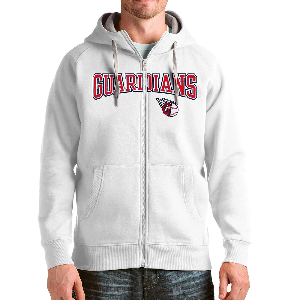 Men's Antigua Cleveland Guardians Wordmark Victory Full-Zip Hoodie