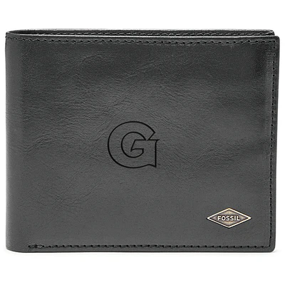 Men's Fossil Black Georgetown Hoyas Leather Ryan RFID Flip ID Bifold Wallet