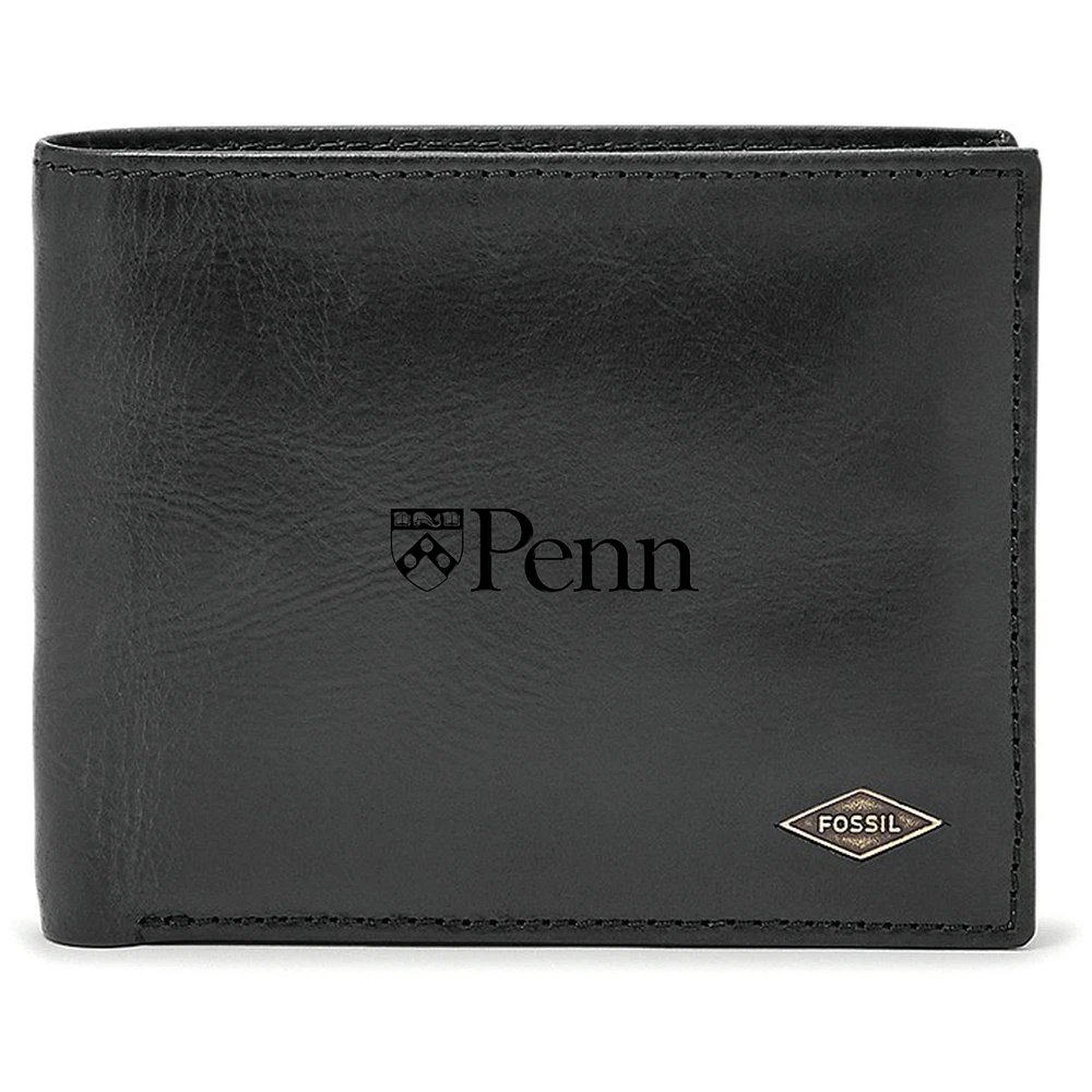 Men's Fossil Pennsylvania Quakers Leather Ryan RFID Passcase Wallet