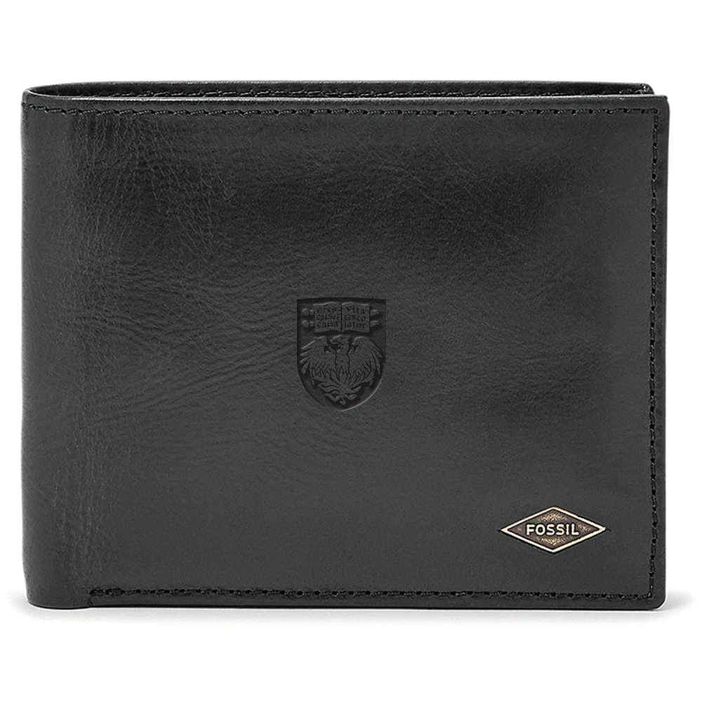 Men's Fossil Black UChicago Maroons Leather Ryan RFID Passcase Wallet