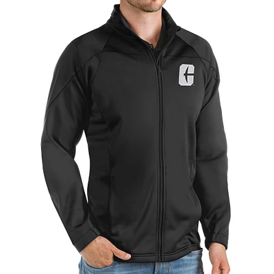 Men's Antigua Black Charlotte 49ers Links Full-Zip Golf Jacket