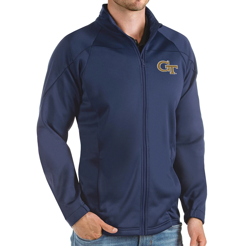 Men's Antigua Navy Georgia Tech Yellow Jackets Links Full-Zip Golf Jacket