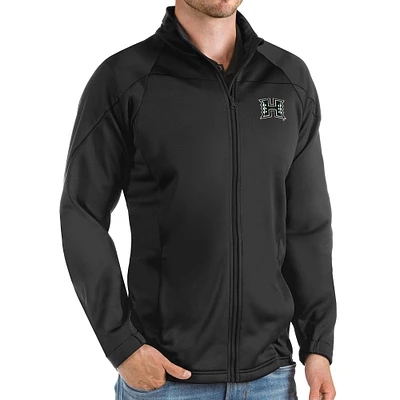 Men's Antigua Black Hawaii Warriors Links Full-Zip Golf Jacket