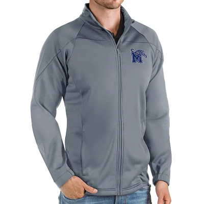 Men's Antigua Steel Memphis Tigers Links Full-Zip Golf Jacket
