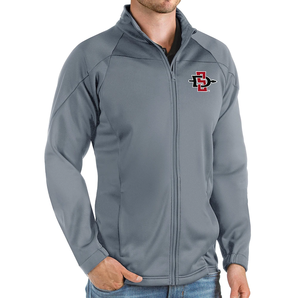 Men's Antigua Steel San Diego State Aztecs Links Full-Zip Golf Jacket