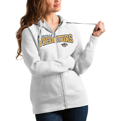 Women's Antigua Nashville Predators Wordmark Victory Full-Zip Hoodie
