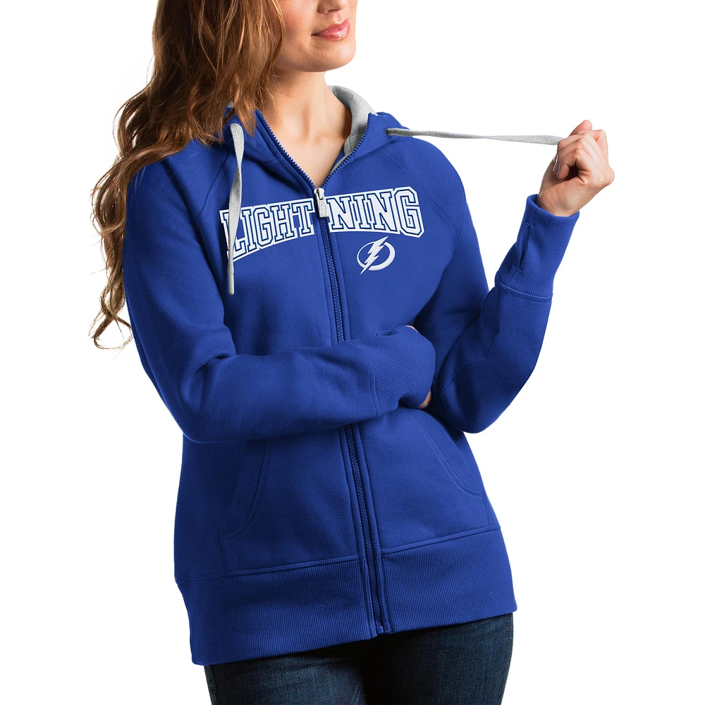 Women's Antigua Royal Tampa Bay Lightning Wordmark Victory Full-Zip Hoodie
