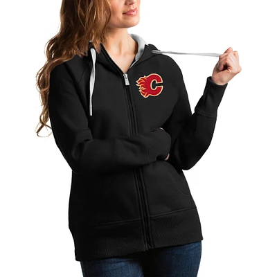 Women's Antigua Black Calgary Flames Victory Full-Zip Hoodie