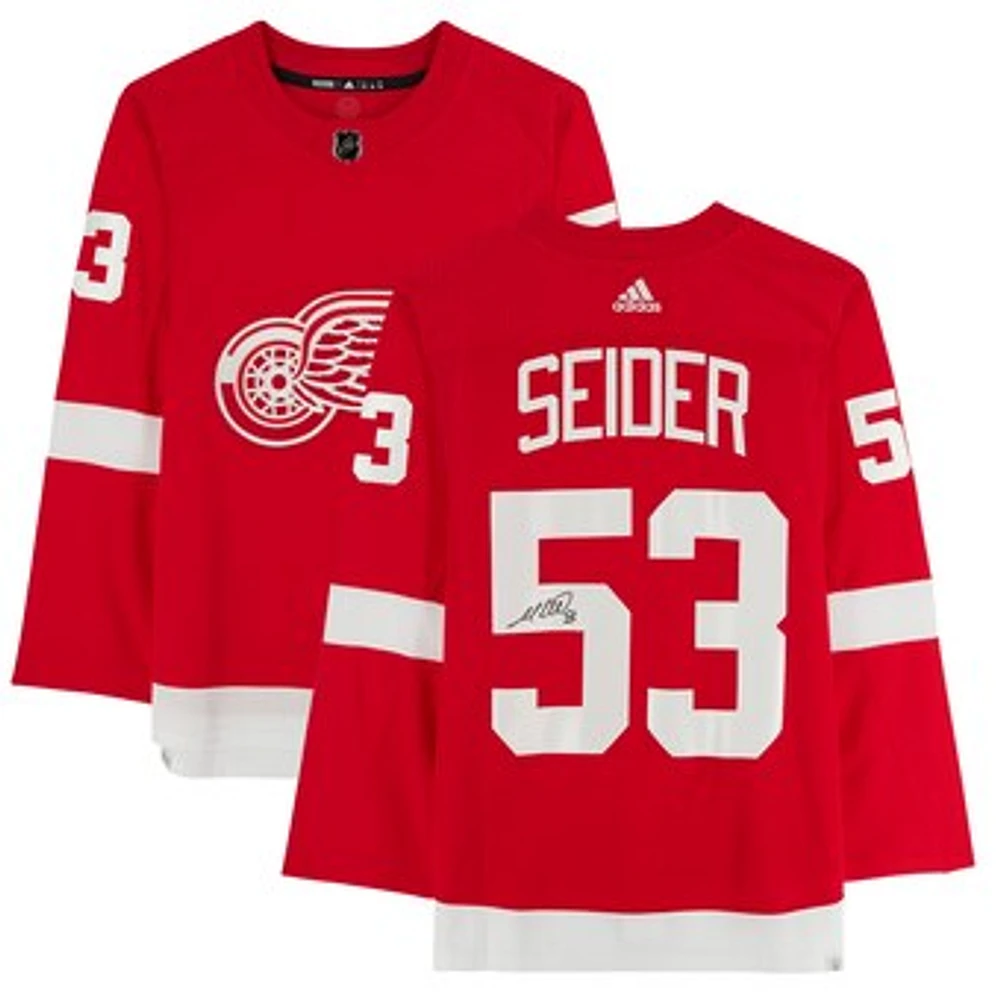 Moritz Seider Red Detroit Red Wings Autographed adidas Authentic Jersey