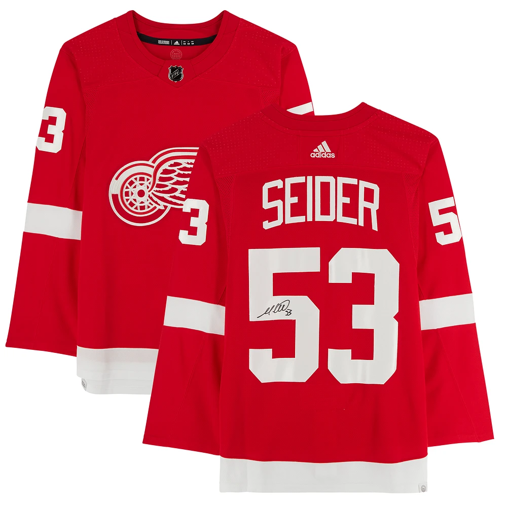 Moritz Seider Red Detroit Red Wings Autographed adidas Authentic Jersey