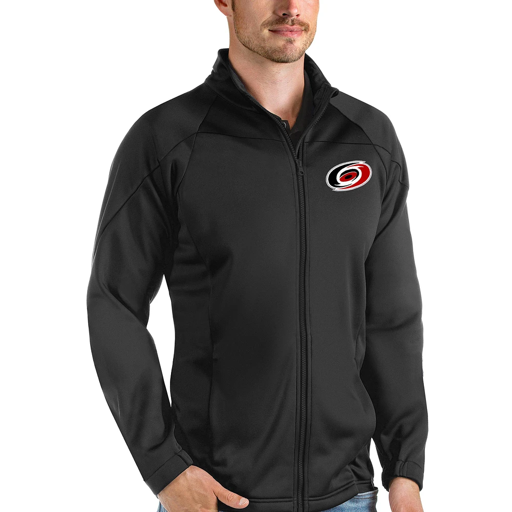 Men's Antigua Black Carolina Hurricanes Links Full-Zip Golf Jacket