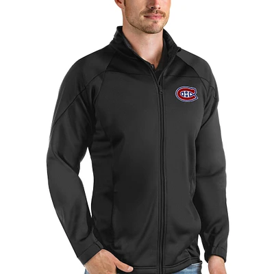 Men's Antigua Black Montreal Canadiens Links Full-Zip Golf Jacket