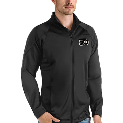 Men's Antigua Black Philadelphia Flyers Links Full-Zip Golf Jacket