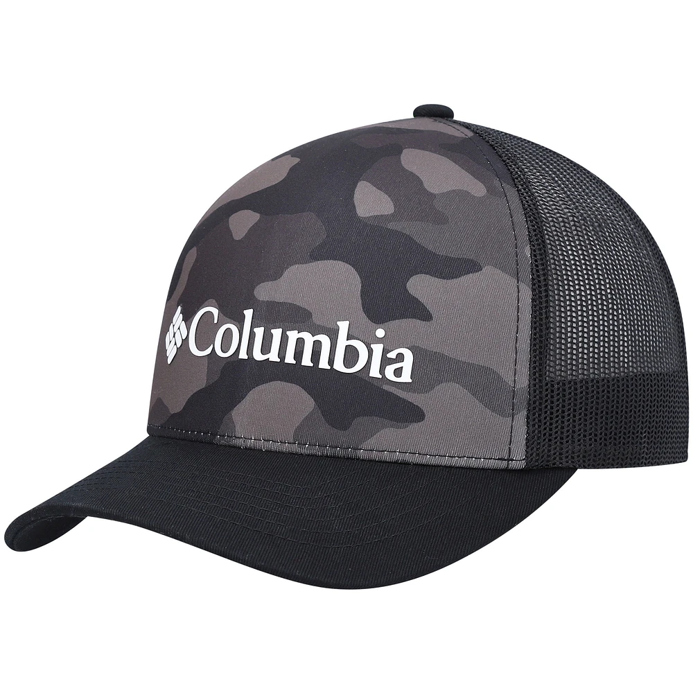 Men's Columbia Black Punchbowl Camo Trucker Snapback Hat