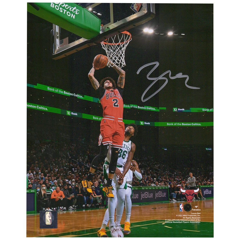 Lonzo Ball Chicago Bulls Autographed 8" x 10" Dunk vs. Celtics Photograph