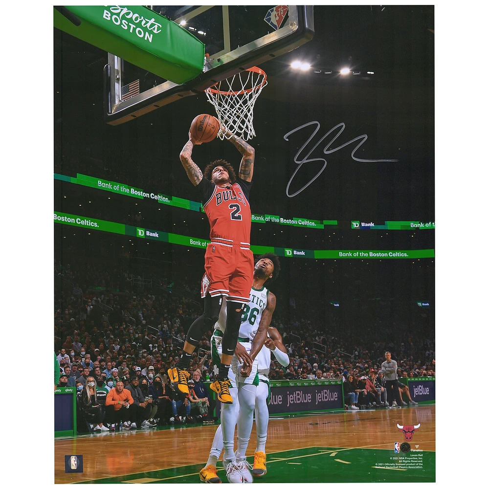Lonzo Ball Chicago Bulls Autographed 16" x 20" Dunk vs. Celtics Photograph