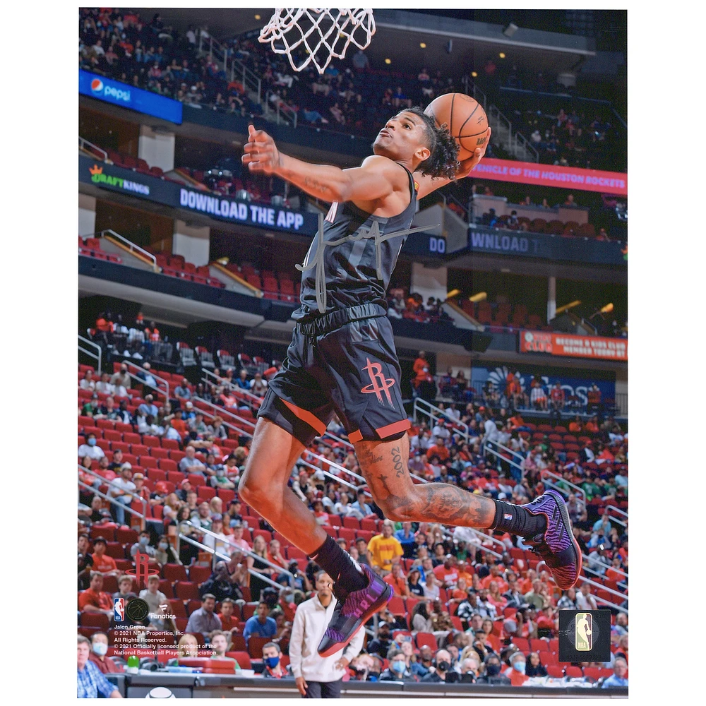 Jalen Green Houston Rockets Autographed 8" x 10" Black Jersey Dunk Photograph