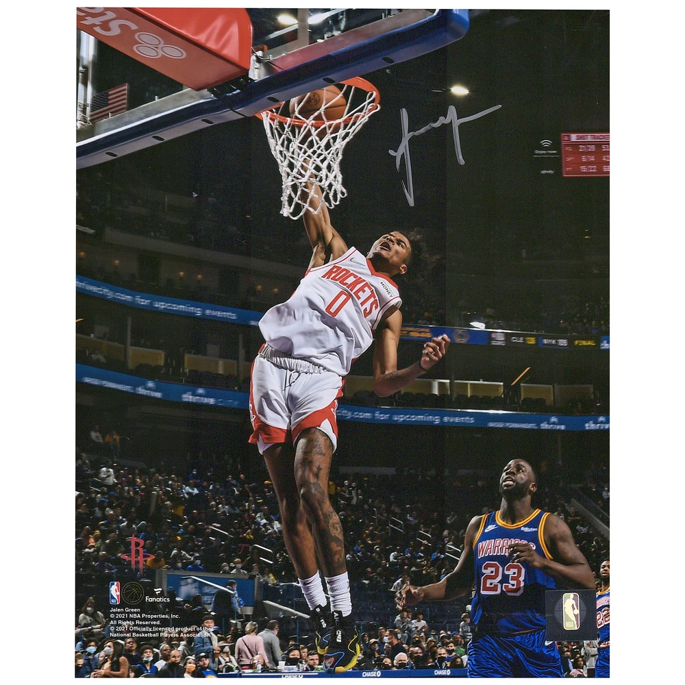 Jalen Green Houston Rockets Autographed 8" x 10" Dunk vs. Warriors Photograph