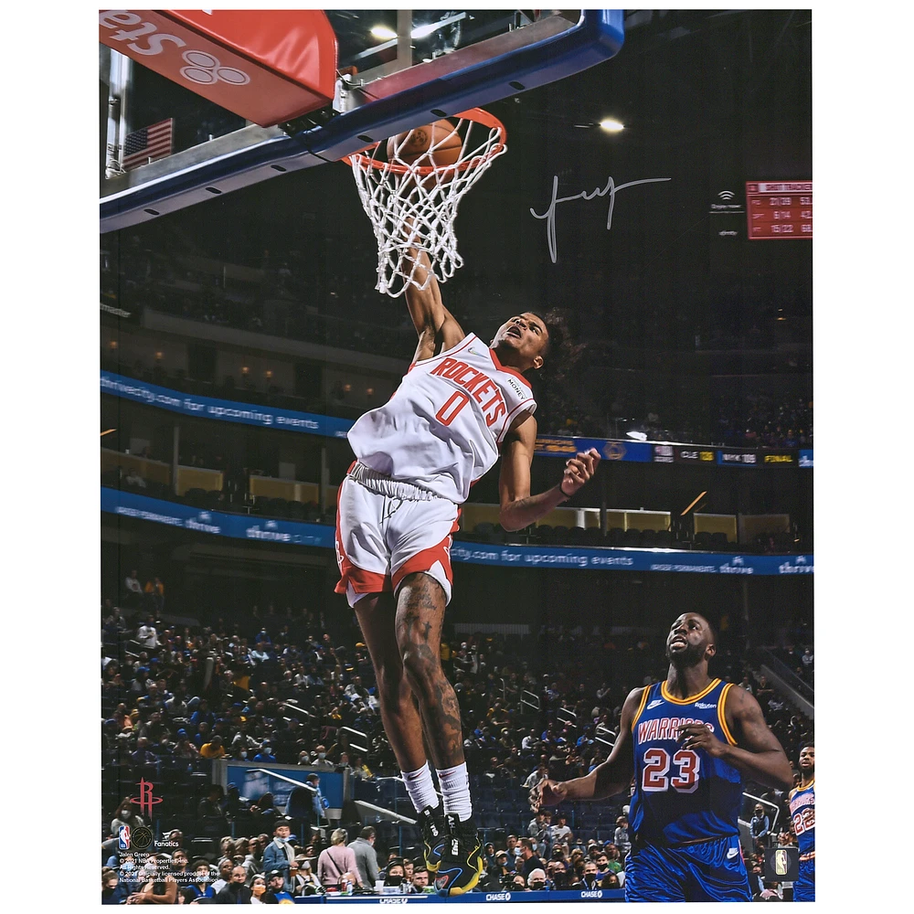 Jalen Green Houston Rockets Autographed 16" x 20" Dunk vs. Warriors Photograph