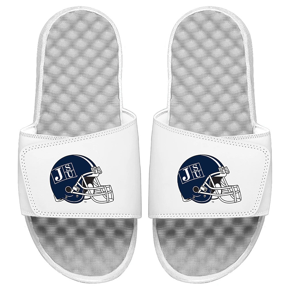 Youth ISlide White Jackson State Tigers Helmet Slide Sandals