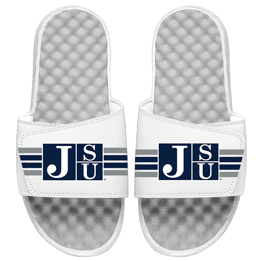 Youth ISlide White Jackson State Tigers Stripe Slide Sandals
