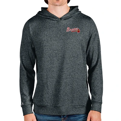 Men's Antigua Heathered Charcoal Atlanta Braves Absolute Pullover Hoodie