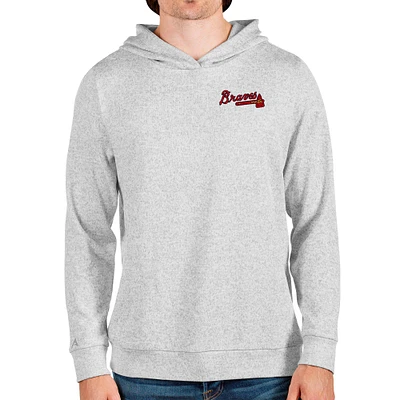 Men's Antigua Heathered Gray Atlanta Braves Absolute Pullover Hoodie
