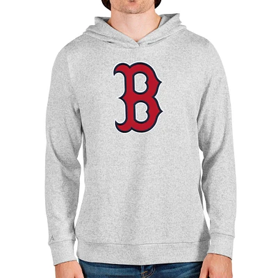 Men's Antigua Heathered Gray Boston Red Sox Team Logo Absolute Pullover Hoodie